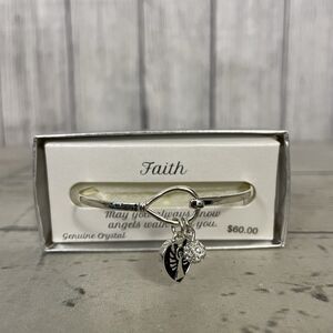 NIB Faith Fine Silver Plated Genuine Crystal Bracelet Bangle - Kohl’s $60